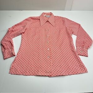 Grassroots Ship’n Shore Red White Vintage Long Sleeve Button Front Shirt Size 16